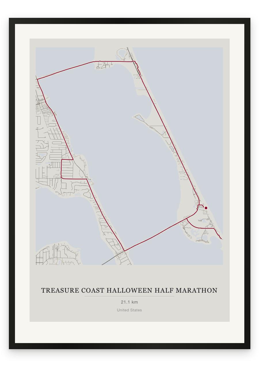 Treasure Coast Halloween Half Marathon route print — Chalk palette, classic map