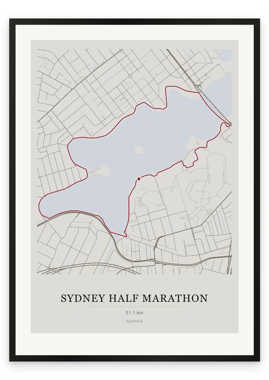 Sydney Half Marathon route print — Chalk palette, classic map