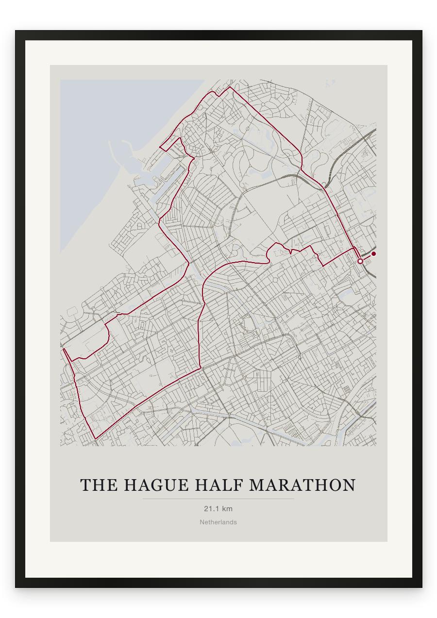 The Hague Half Marathon route print — Chalk palette, classic map