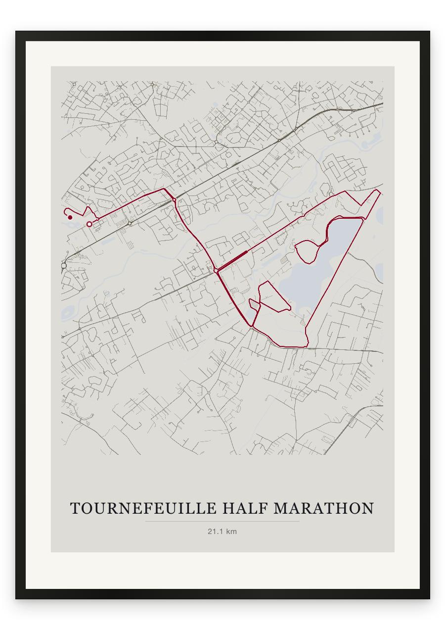 Tournefeuille Half Marathon route print — Chalk palette, classic map