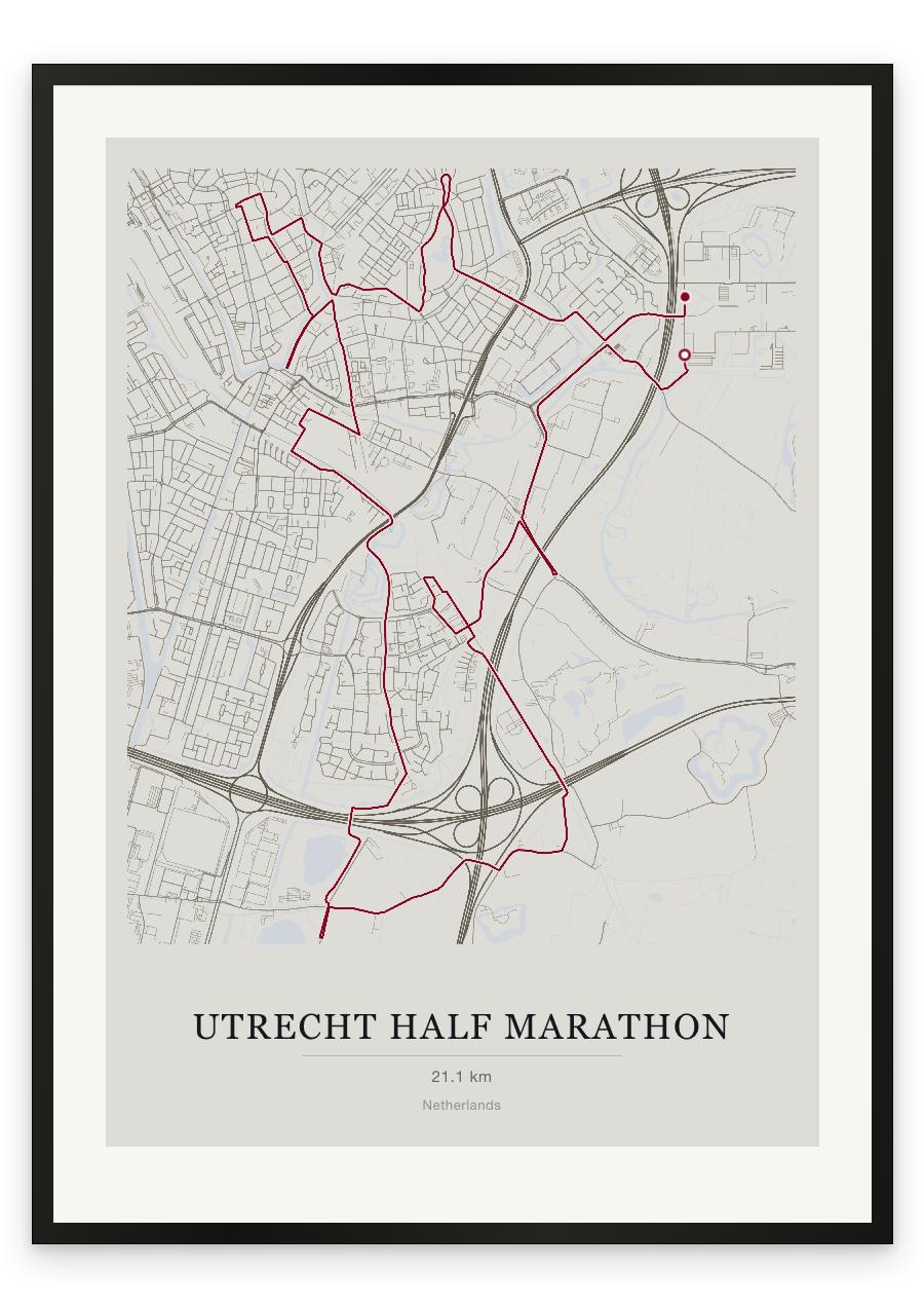 Utrecht Half Marathon route print — Chalk palette, classic map