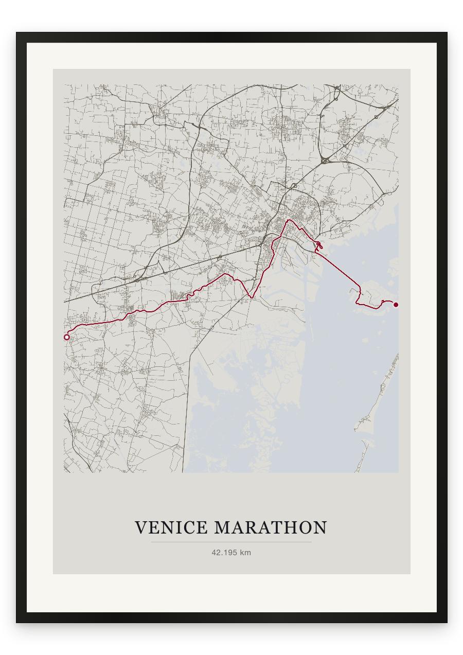 Venice Marathon route print — Chalk palette, classic map