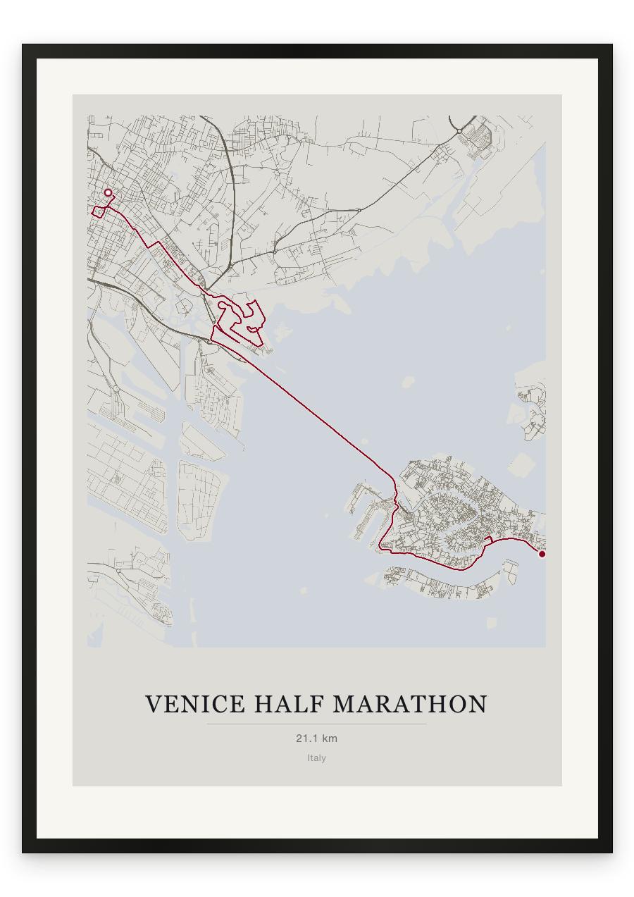 Venice Half Marathon route print — Chalk palette, classic map