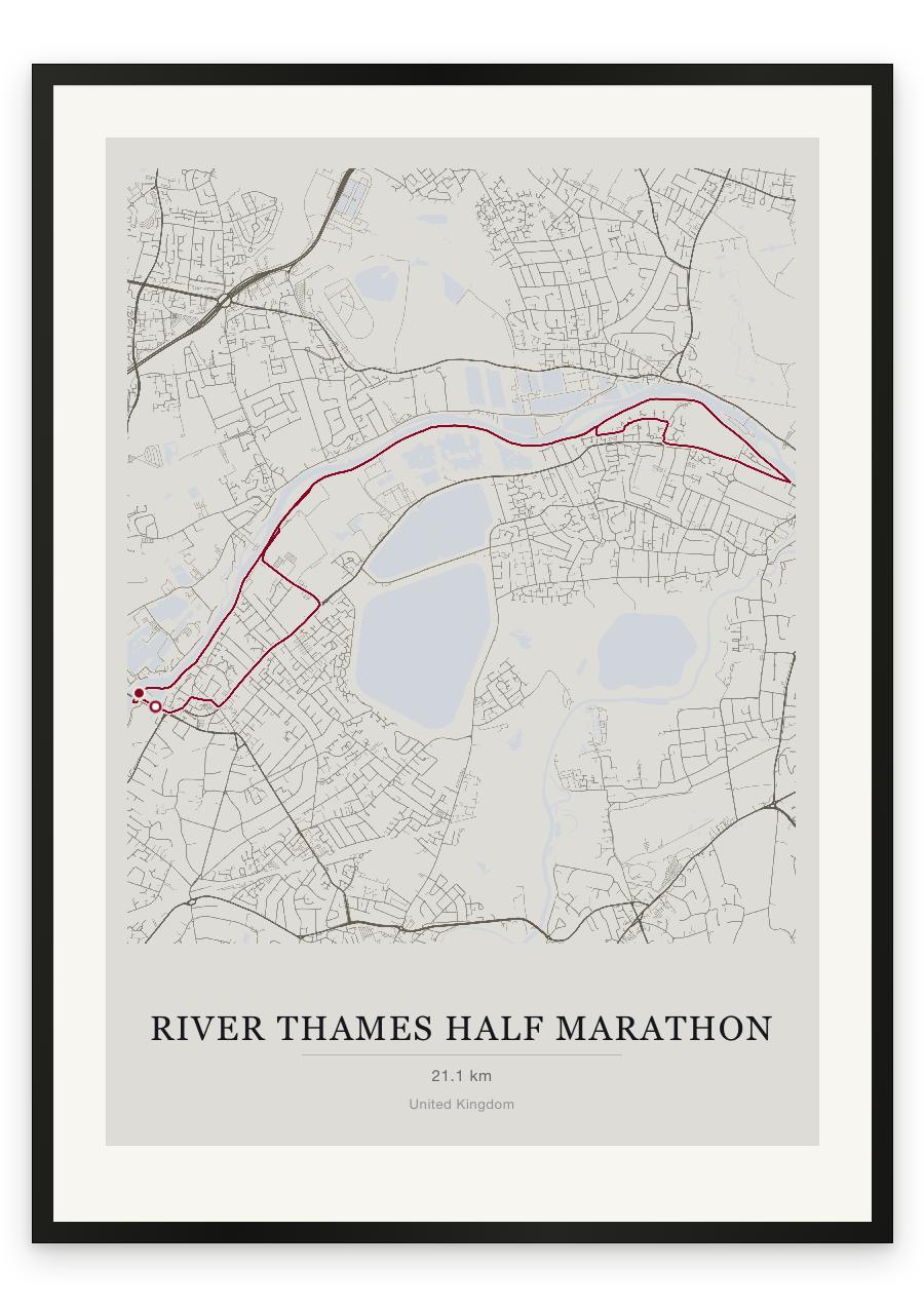River Thames Half Marathon route print — Chalk palette, classic map