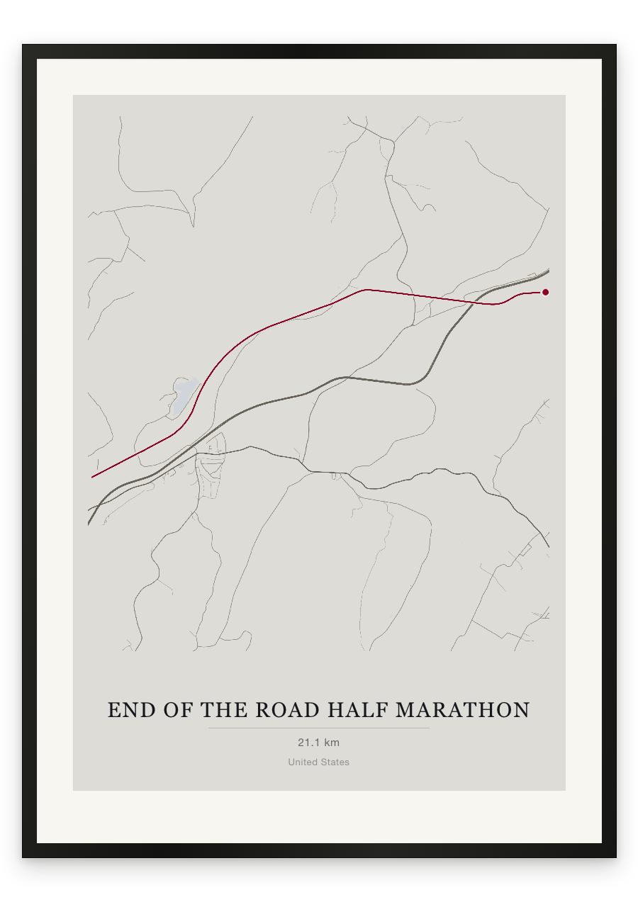 End of the Road Half Marathon route print — Chalk palette, classic map