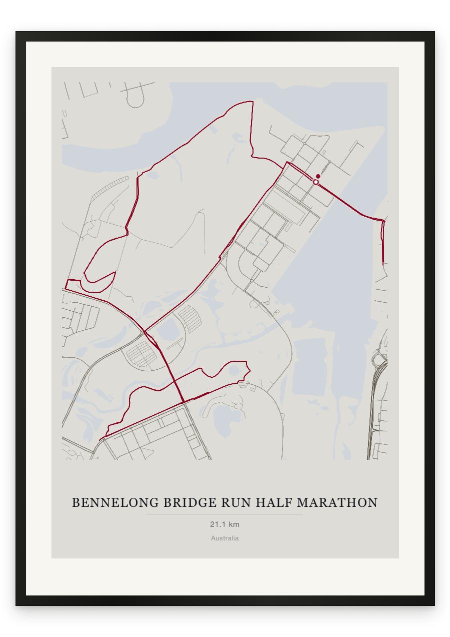 Bennelong Bridge Run Half Marathon route print — Chalk palette, classic map