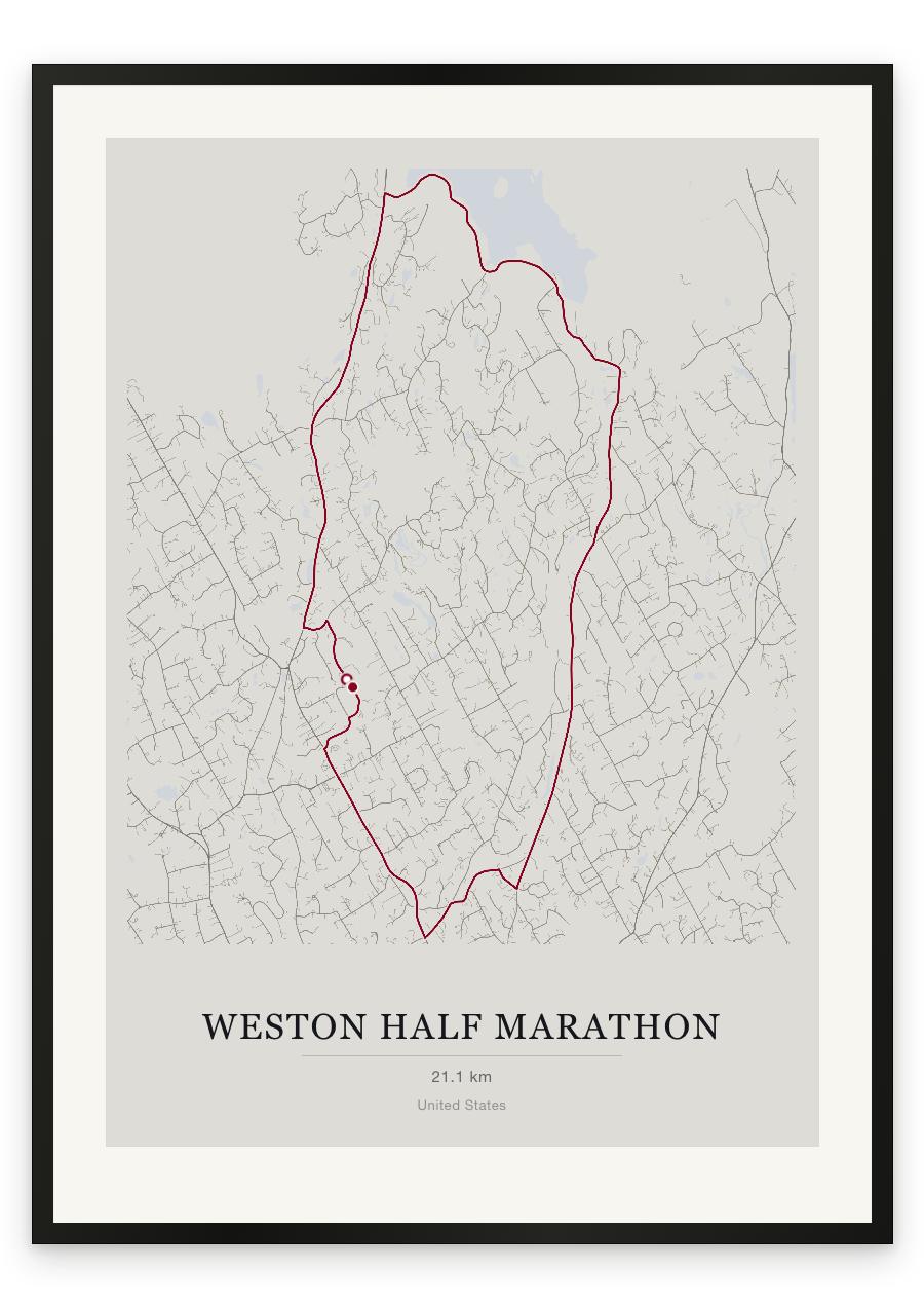 Weston Half Marathon route print — Chalk palette, classic map
