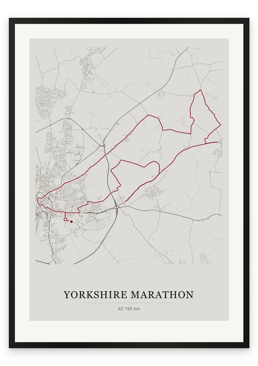 Yorkshire Marathon route print — Chalk palette, classic map